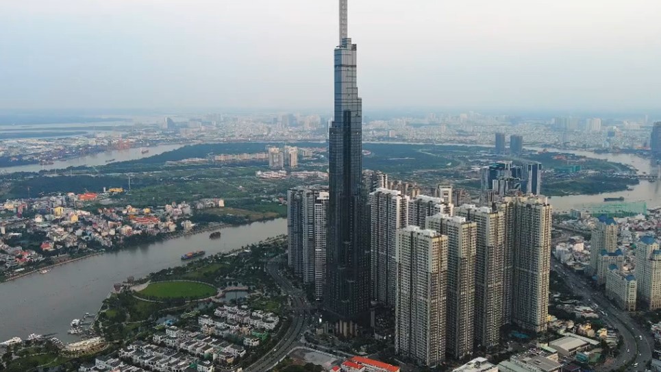 Ho Chi Minh City skyline with skyscrapers, vital for business expansion in Vietnam's dynamic economic landscape.